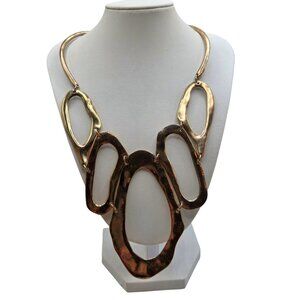 Abstract Gold-Tone Statement Necklace With Oval Links & Toggle Clasp